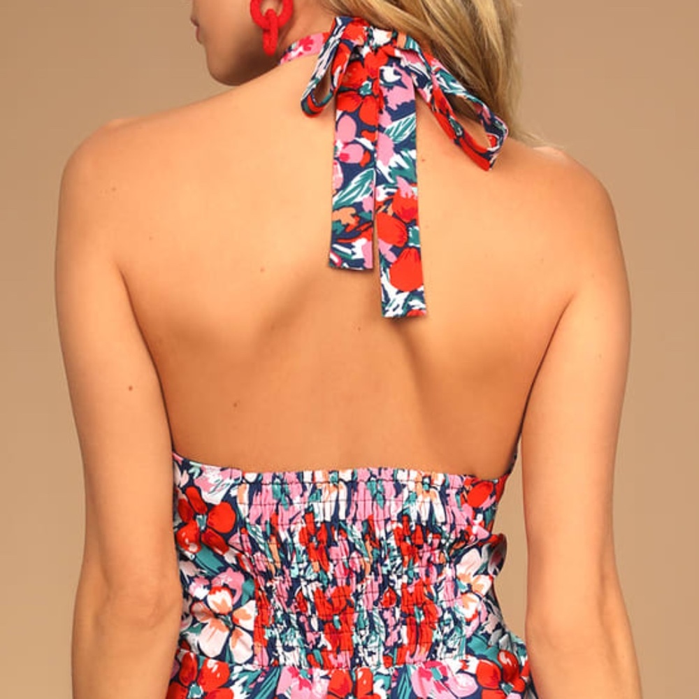 Lulus Chance of Blooms Floral Halter Mini Dress - Picture 3 of 3